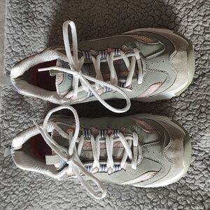 Skechers Size 7 Gray. White, Pink And Purple